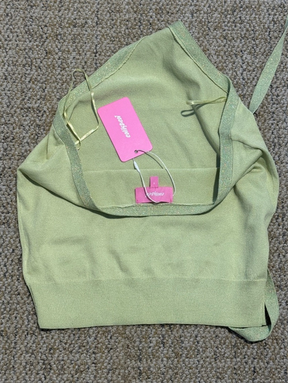 Edikted Light Green Crisscross Halter Camisole - Picture 7 of 7